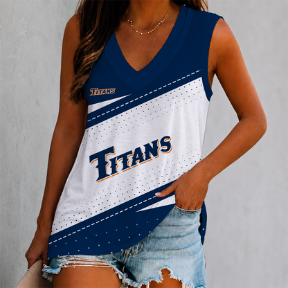 VIRAL EDITION - NEW CUSTOMIZED NCAA CWS16 CFT CAL STATE FULLERTON TITANS WOMEN'S V-NECK TANK TOP