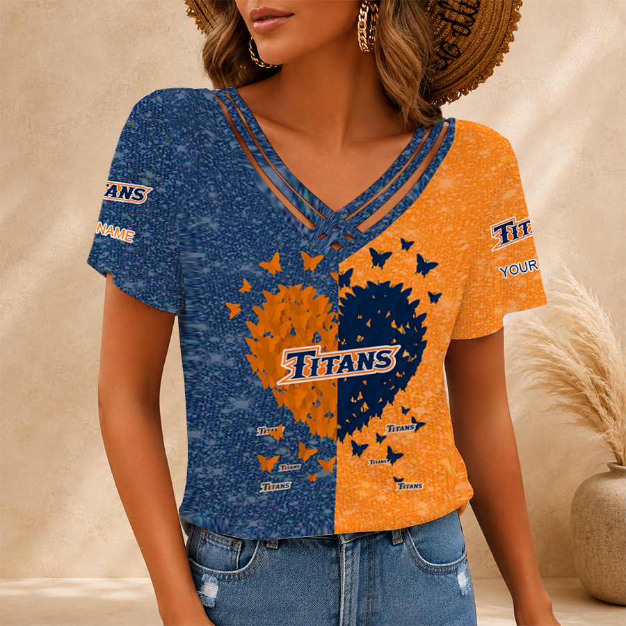 [FAN FAVORITE] NEW CUSTOMIZED NCAA CWS16 CFT CAL STATE FULLERTON TITANS V-NECK SHIRT