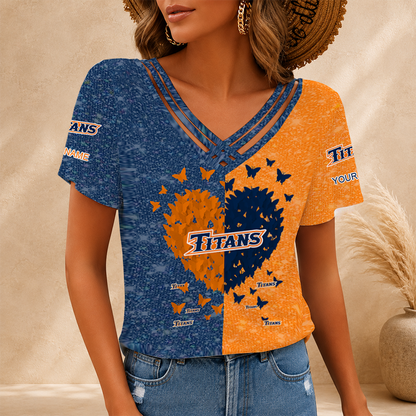 [FAN FAVORITE] NEW CUSTOMIZED NCAA CWS16 CFT CAL STATE FULLERTON TITANS V-NECK SHIRT