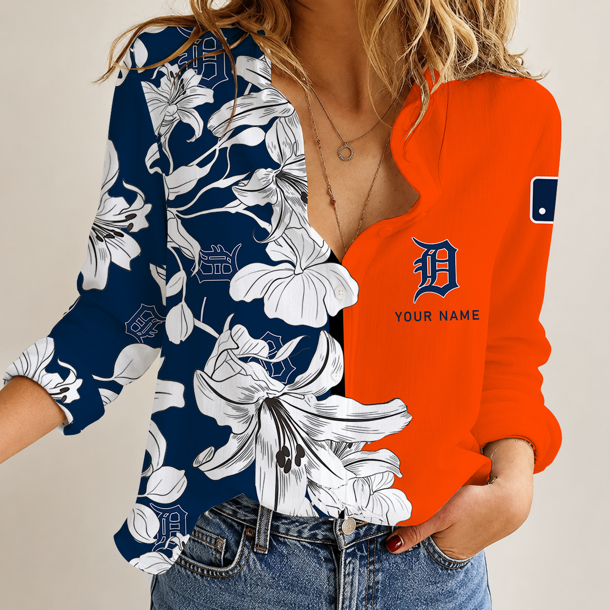 [FLASH SALE] NEW CUSTOMIZED MLB16 DTS DETROIT TIGERS WOMEN CASUAL SHIRT