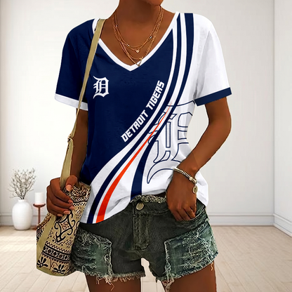 LIMITED EDITION - NEW CUSTOMIZED MLB16 DTS DETROIT TIGERS V-NECK FEMALE SHIRT