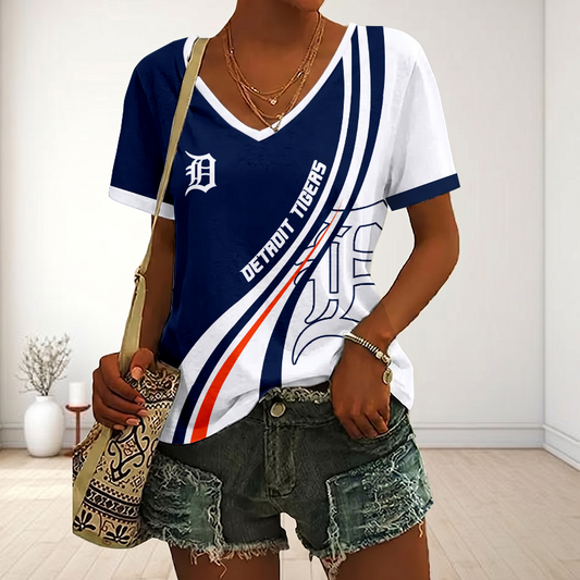 LIMITED EDITION - NEW CUSTOMIZED MLB16 DTS DETROIT TIGERS V-NECK FEMALE SHIRT
