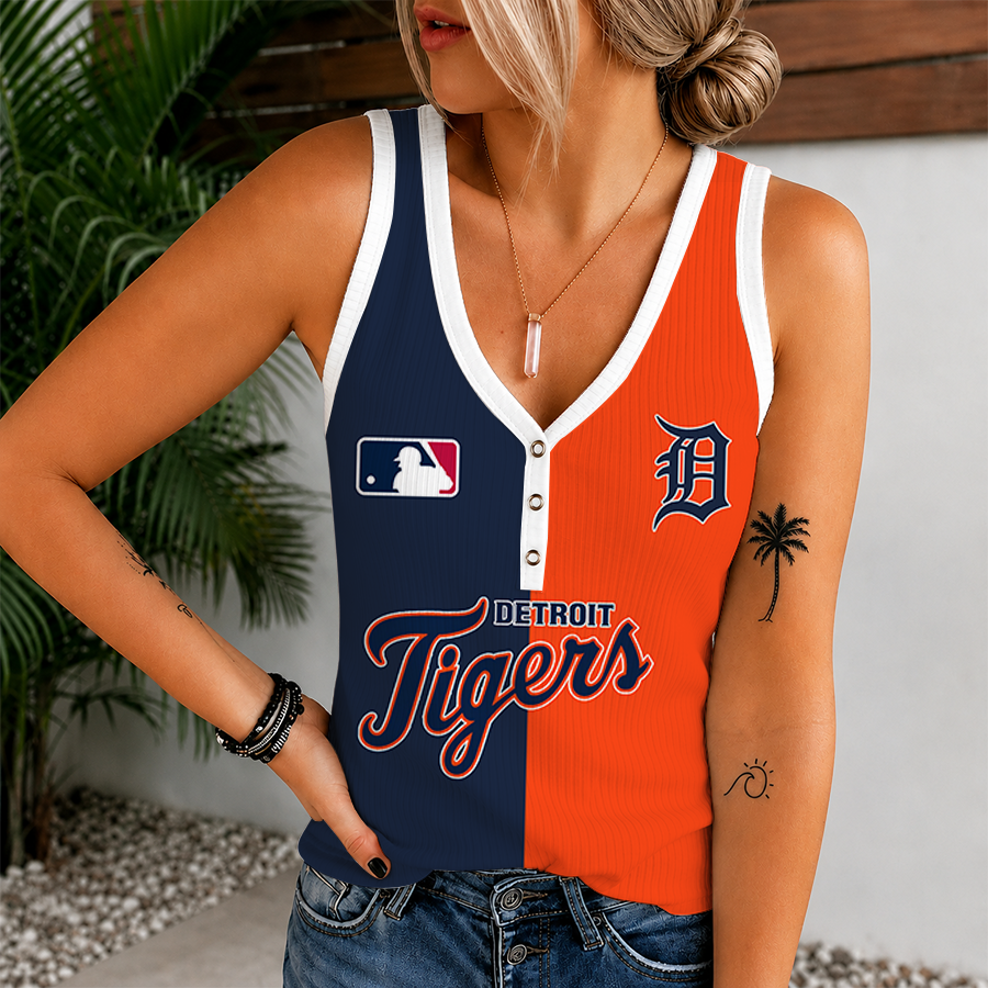 [FLASH SALE] NEW CUSTOMIZED MLB16 DTS DETROIT TIGERS WOMEN'S V-NECK TANK TOP