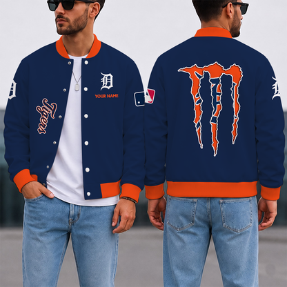 SPECIAL EDITION - NEW CUSTOMIZED MLB16 DTS DETROIT TIGERS SATIN VARSITY & BASEBALL JACKET