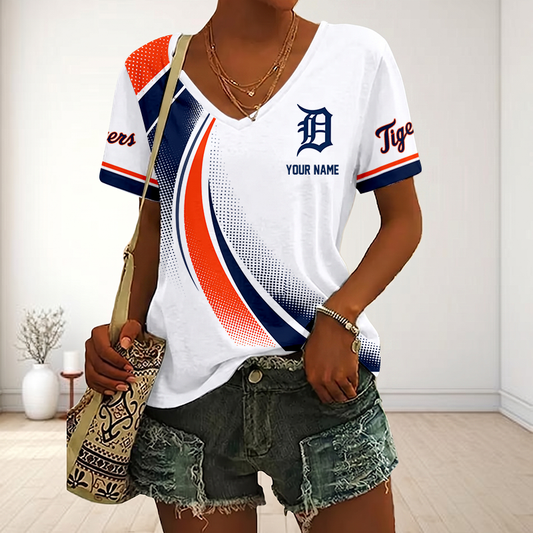 LIMITED EDITION - NEW CUSTOMIZED MLB16 DTS DETROIT TIGERS V-NECK FEMALE SHIRT