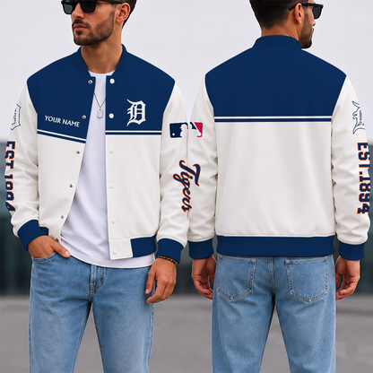 SPECIAL EDITION - NEW CUSTOMIZED MLB16 DTS DETROIT TIGERS SATIN VARSITY & BASEBALL JACKET