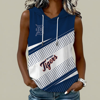 [FLASH SALE] NEW CUSTOMIZED MLB16 DTS DETROIT TIGERS WOMEN'S SLEEVELESS HOODED POCKET TANK TOP