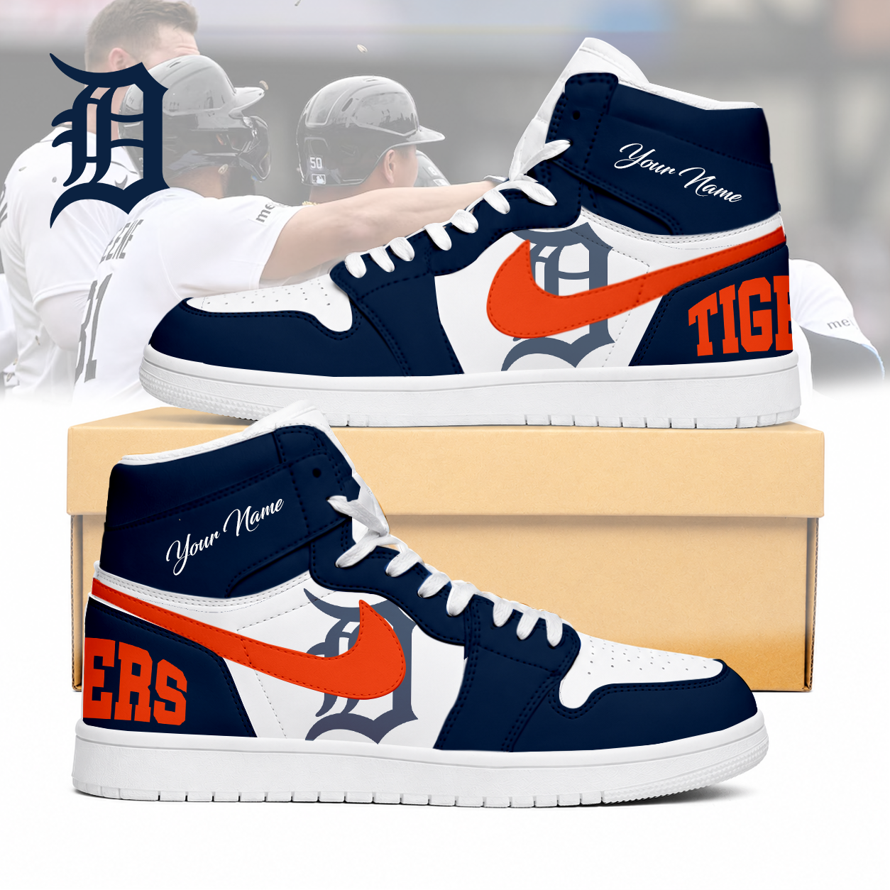 LIMITED EDITION - NEW CUSTOMIZED MLB16 DTS DETROIT TIGERS AIR JORDAN SNEAKERS