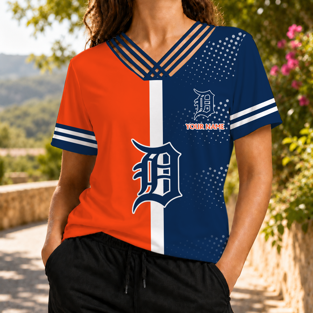 LIMITED EDITION - NEW CUSTOMIZED MLB16 DTS DETROIT TIGERS V-NECK SHIRT