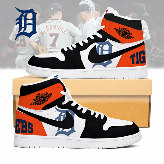 LIMITED EDITION - NEW CUSTOMIZED MLB16 DTS DETROIT TIGERS AIR JORDAN SNEAKERS