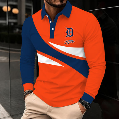 [FLASH SALE] NEW CUSTOMIZED MLB16 DTS DETROIT TIGERS MEN'S LONG SLEEVE POLO