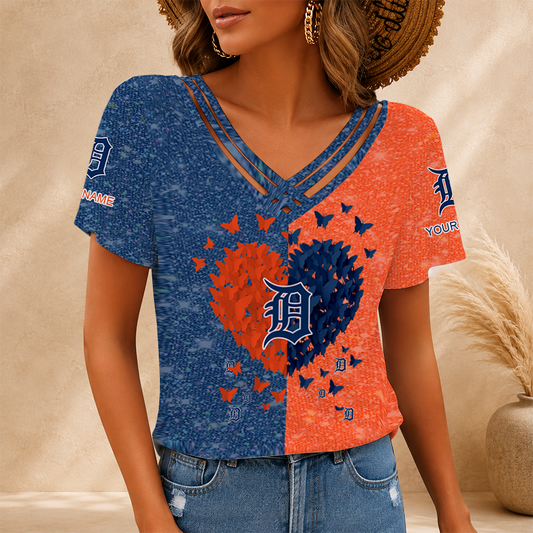 LIMITED EDITION - NEW CUSTOMIZED MLB16 DTS DETROIT TIGERS V-NECK SHIRT