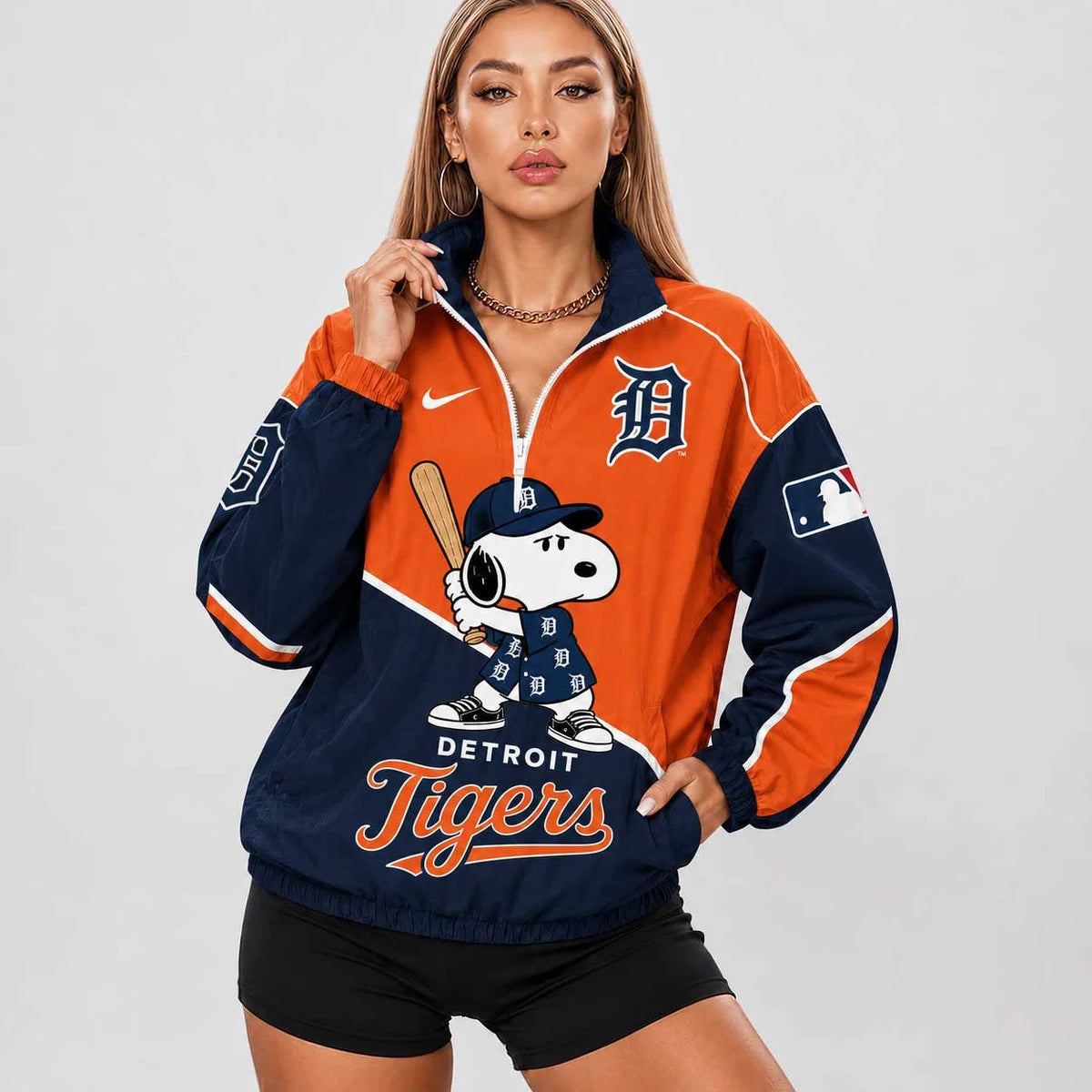 [FLASH SALE] NEW CUSTOMIZED MLB16 DTS DETROIT TIGERS V-NECK ZIPPER SWEATSHIRT JACKET