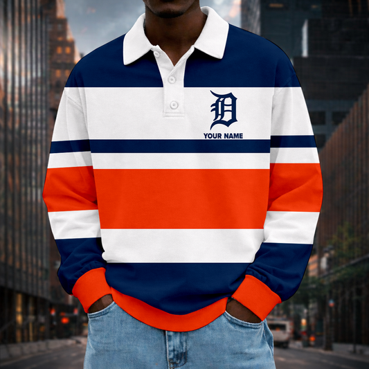 LIMITED EDITION - NEW CUSTOMIZED MLB16 DTS DETROIT TIGERS MEN LONG SLEEVE POLO