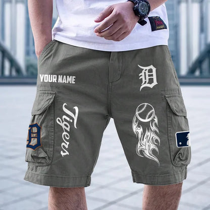 [FLASH SALE] NEW CUSTOMIZED MLB16 DTS DETROIT TIGERS MEN'S CARGO SHORTS