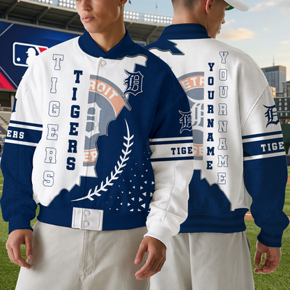 LIMITED EDITION - NEW CUSTOMIZED MLB16 DTS DETROIT TIGERS SATIN VARSITY & BASEBALL JACKET