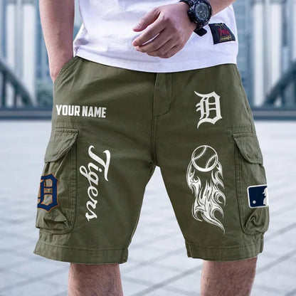 [FLASH SALE] NEW CUSTOMIZED MLB16 DTS DETROIT TIGERS MEN'S CARGO SHORTS