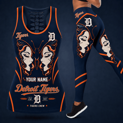[FLASH SALE] NEW CUSTOMIZED MLB16 DTS DETROIT TIGERS HOLLOW TANK TOP & LEGGINGS SET