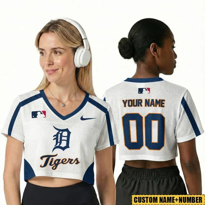 [FLASH SALE] NEW CUSTOMIZED MLB16 DTS DETROIT TIGERS V-NECK JERSEY CROP TOP