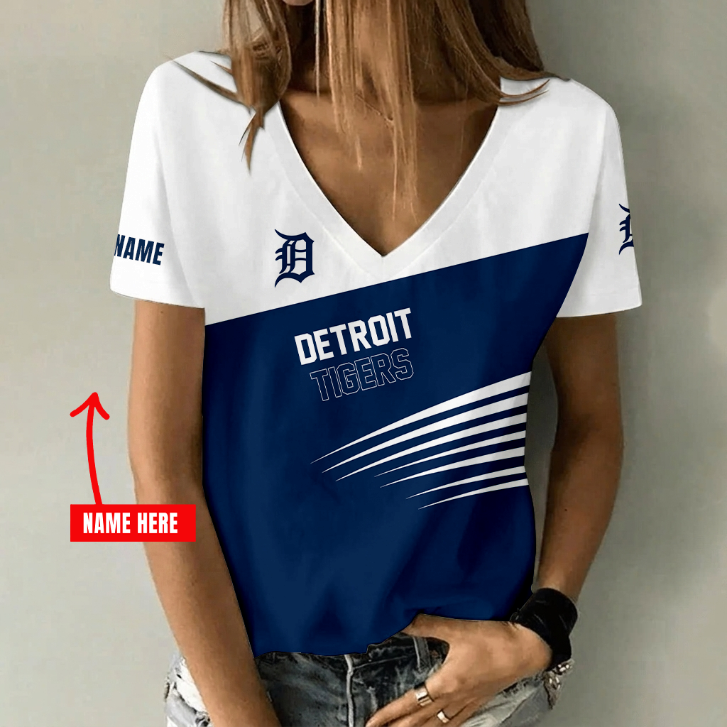 [FLASH SALE] NEW CUSTOMIZED MLB16 DTS DETROIT TIGERS V-NECK FEMALE SHIRT