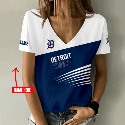 [FLASH SALE] NEW CUSTOMIZED MLB16 DTS DETROIT TIGERS V-NECK FEMALE SHIRT