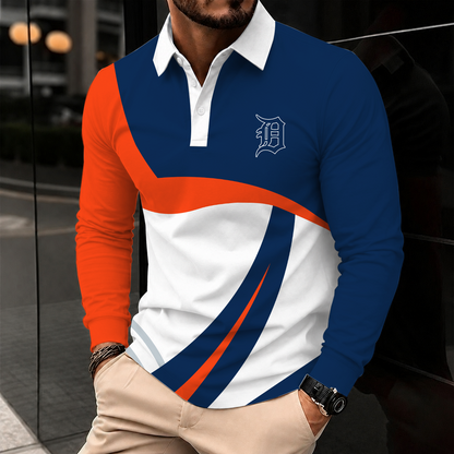 [FLASH SALE] NEW CUSTOMIZED MLB16 DTS DETROIT TIGERS MEN'S LONG SLEEVE POLO