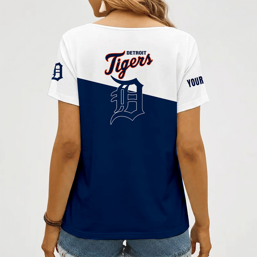 [FLASH SALE] NEW CUSTOMIZED MLB16 DTS DETROIT TIGERS V-NECK FEMALE SHIRT