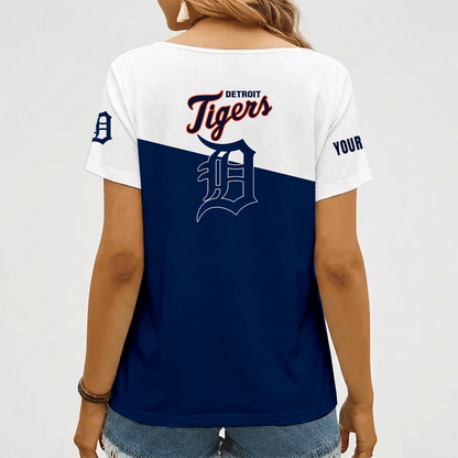 [FLASH SALE] NEW CUSTOMIZED MLB16 DTS DETROIT TIGERS V-NECK FEMALE SHIRT