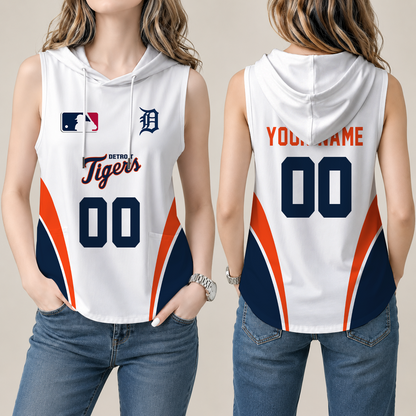 [FLASH SALE] NEW CUSTOMIZED MLB16 DTS DETROIT TIGERS WOMEN'S SLEEVELESS HOODED POCKET TANK TOP