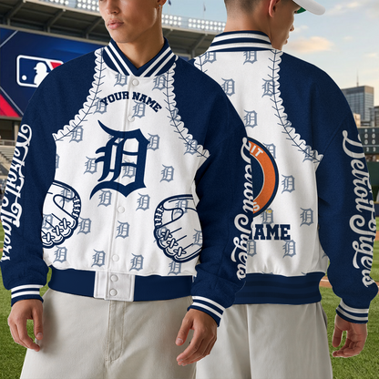 LIMITED EDITION - NEW CUSTOMIZED MLB16 DTS DETROIT TIGERS SATIN VARSITY & BASEBALL JACKET