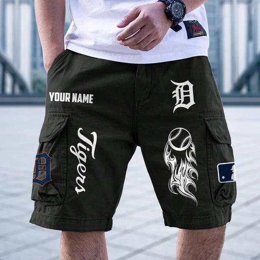 [FLASH SALE] NEW CUSTOMIZED MLB16 DTS DETROIT TIGERS MEN'S CARGO SHORTS