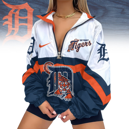 LIMITED EDITION - NEW CUSTOMIZED MLB16 DTS DETROIT TIGERS V-NECK ZIPPER SWEATSHIRT JACKET