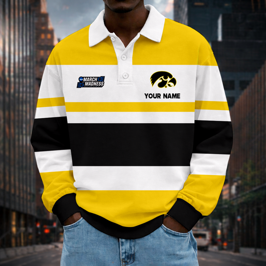 LIMITED EDITION - NEW CUSTOMIZED NCAA MAM16 IWH IOWA HAWKEYES UNISEX LONG SLEEVE POLO