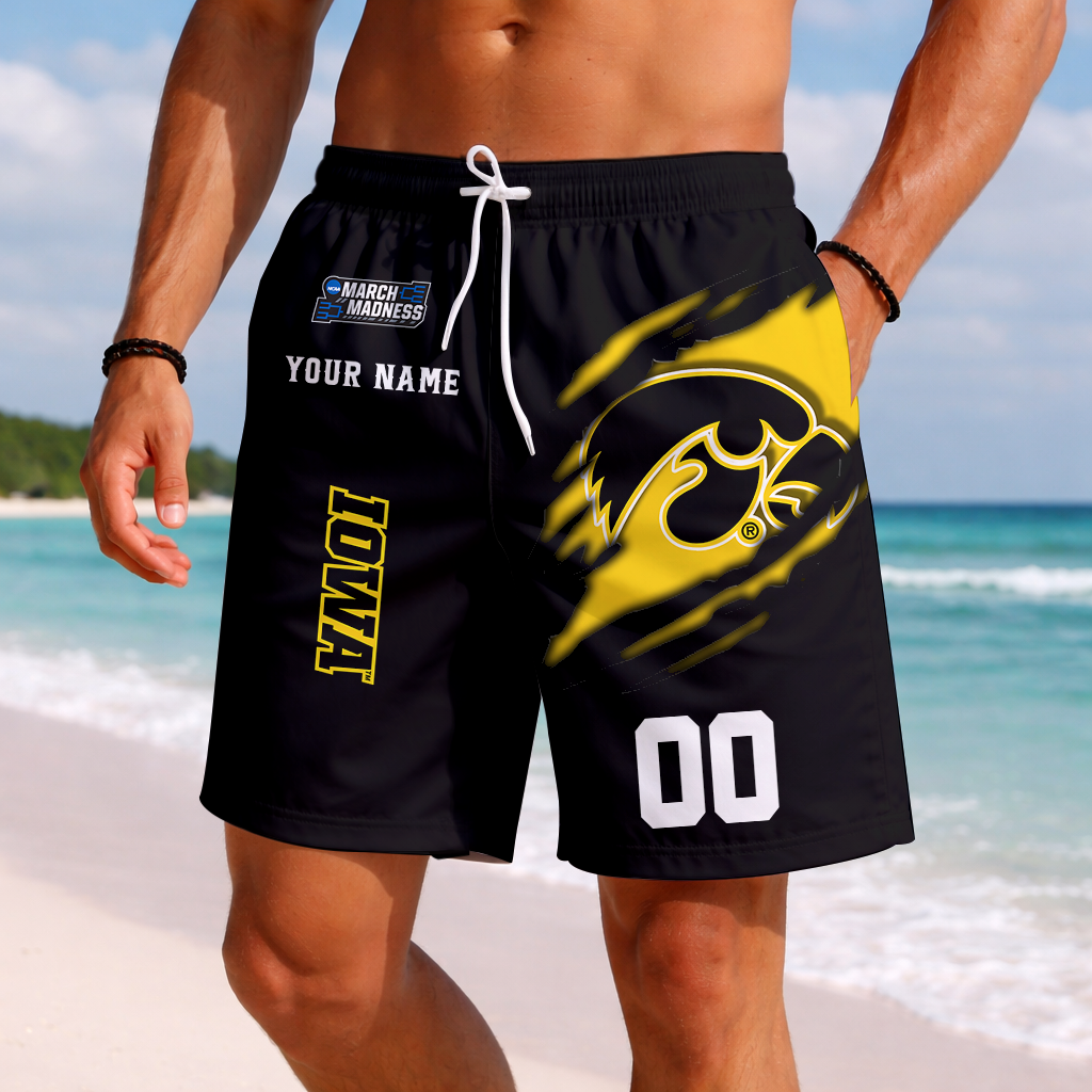 LIMITED EDITION - NEW CUSTOMIZED NCAA MAM16 IWH IOWA HAWKEYES SHORT PANTS