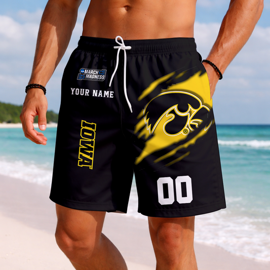LIMITED EDITION - NEW CUSTOMIZED NCAA MAM16 IWH IOWA HAWKEYES SHORT PANTS