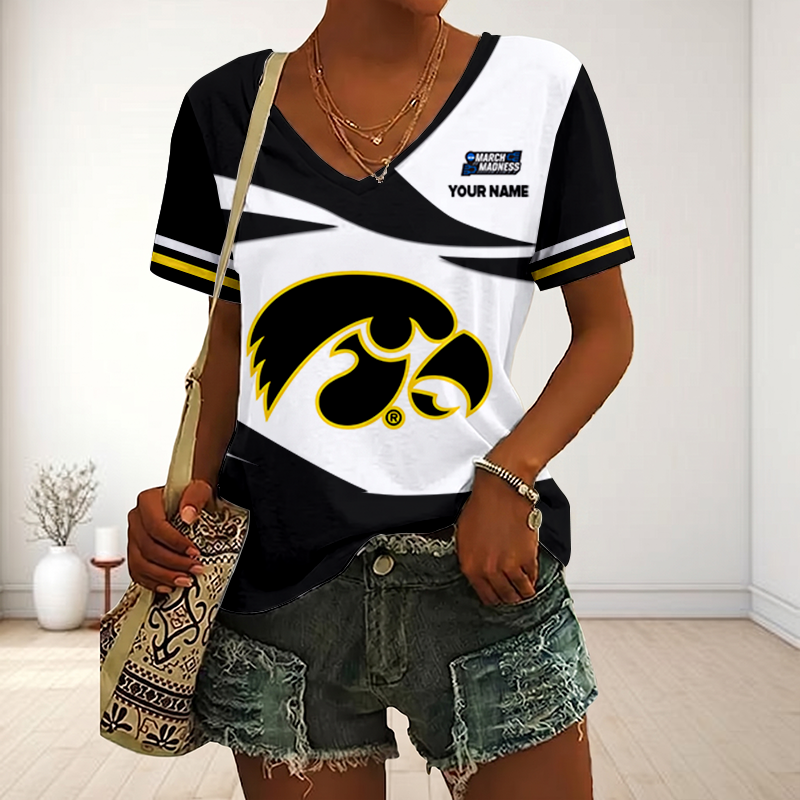 LIMITED DROP - NEW CUSTOMIZED | NCAA MAM16 IWH IW HAWKEYES V-NECK FEMALE SHIRT