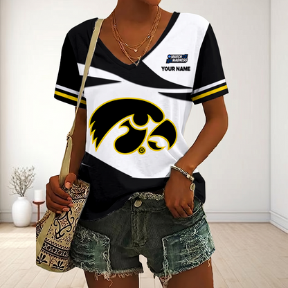 LIMITED DROP - NEW CUSTOMIZED | NCAA MAM16 IWH IW HAWKEYES V-NECK FEMALE SHIRT