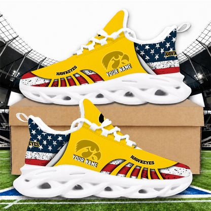 [FAN FAVORITE] NEW CUSTOMIZED NCAA MAM16 IWH IOWA HAWKEYES STRAPPY UNISEX CLUNKY SNEAKERS