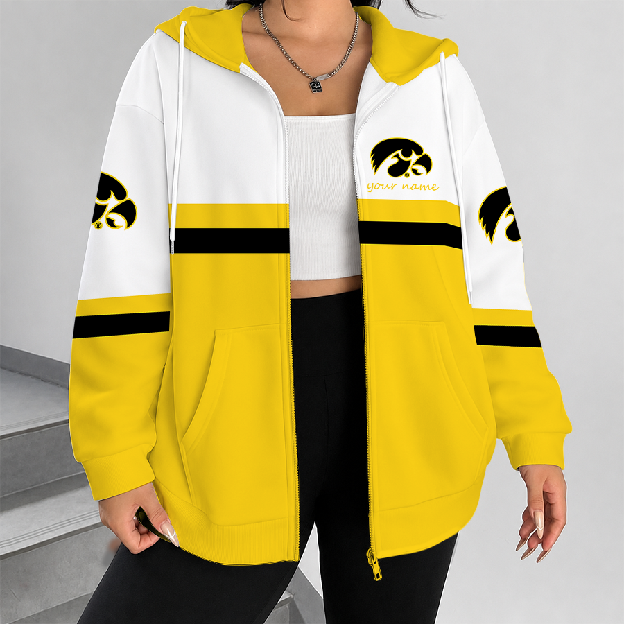 [FAN FAVORITE] NEW CUSTOMIZED NCAA MAM16 IWH IOWA HAWKEYES STRAPPY ZIP HOODIE