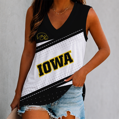 EXCLUSIVE EDITION - NEW CUSTOMIZED NCAA MAM16 IWH IOWA HAWKEYES WOMEN'S V-NECK TANK TOP