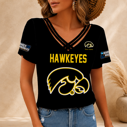 [FAN FAVORITE] NEW CUSTOMIZED NCAA MAM16 IWH IOWA HAWKEYES V-NECK SHIRT