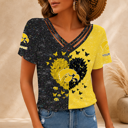 [FAN FAVORITE] NEW CUSTOMIZED NCAA MAM16 IWH IOWA HAWKEYES V-NECK SHIRT