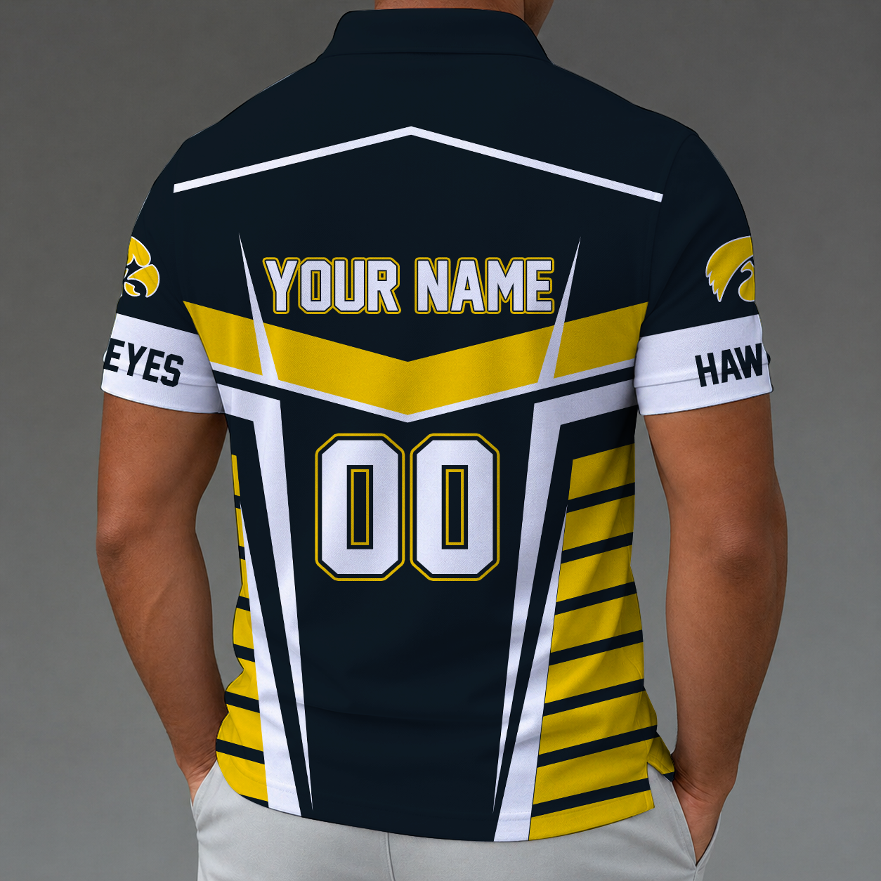 [FAN FAVORITE] NEW CUSTOMIZED NCAA MAM16 IWH IOWA HAWKEYES STRAPPY POLO SHIRT