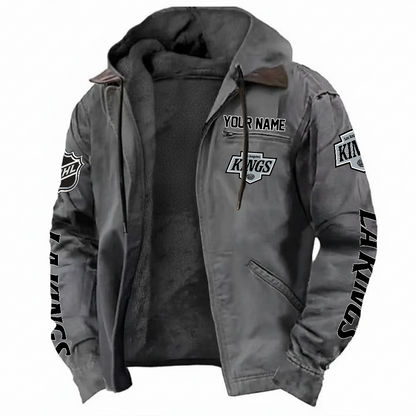 LIMITED EDITION - NEW CUSTOMIZED NHL16 LAK LOS ANGELES KINGS HOODED CARDIGAN JACKET