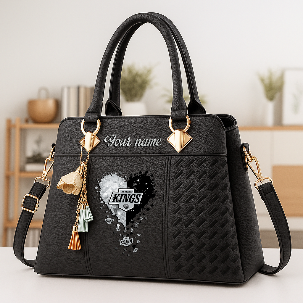 LIMITED EDITION - NEW CUSTOMIZED NHL16 LAK LOS ANGELES KINGS ZIP HANDBAG MULTICOLOR