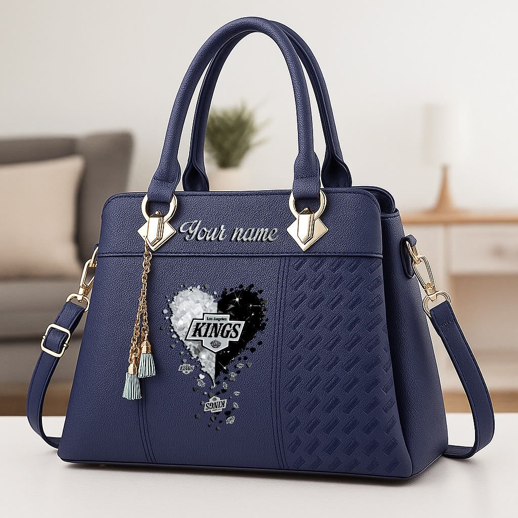 LIMITED EDITION - NEW CUSTOMIZED NHL16 LAK LOS ANGELES KINGS ZIP HANDBAG MULTICOLOR