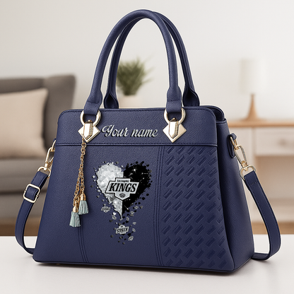LIMITED EDITION - NEW CUSTOMIZED NHL16 LAK LOS ANGELES KINGS ZIP HANDBAG MULTICOLOR