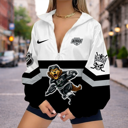 LIMITED EDITION - NEW CUSTOMIZED NHL16 LAK LOS ANGELES KINGS V-NECK ZIPPER SWEATSHIRT JACKET