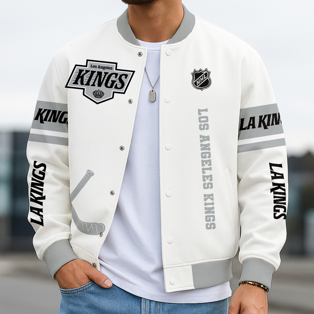 LIMITED EDITION - NEW CUSTOMIZED NHL16 LAK LOS ANGELES KINGS BASEBALL JACKET, SATIN VARSITY JACKET