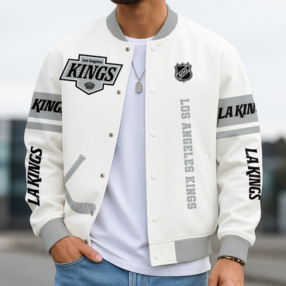 LIMITED EDITION - NEW CUSTOMIZED NHL16 LAK LOS ANGELES KINGS BASEBALL JACKET, SATIN VARSITY JACKET